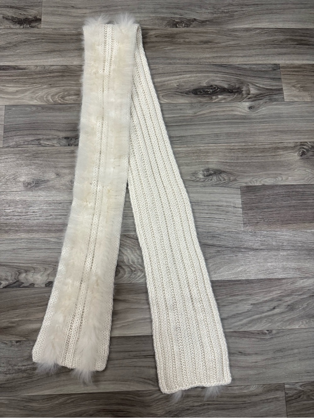 Simply Natural 100% Baby Alpaca Knit Scarf in Cream One Size